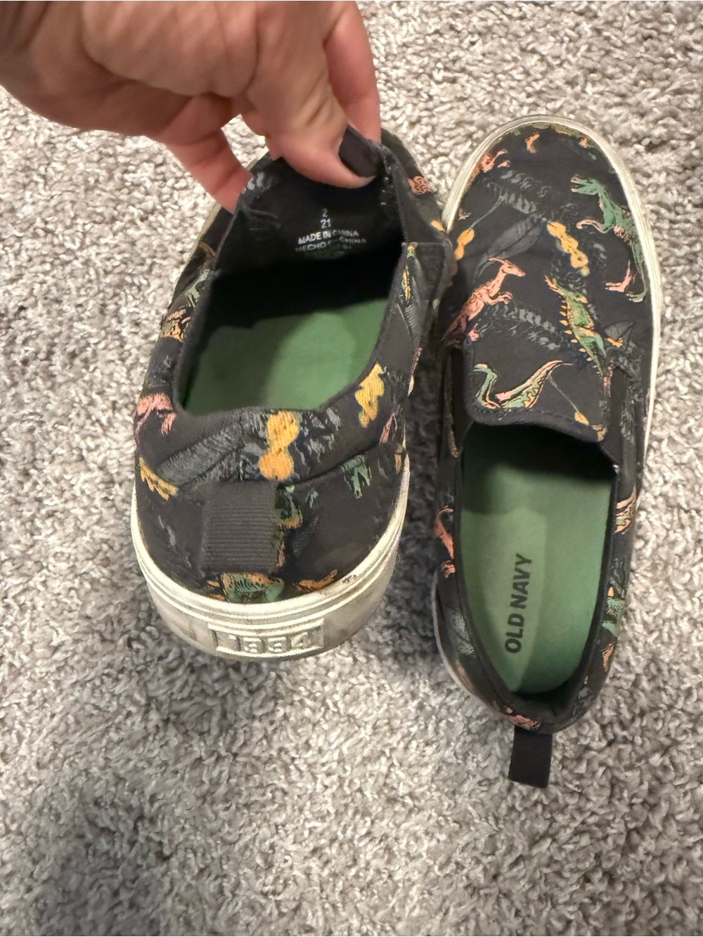 Old Navy Black Dinosaur Slip-On Sneakers for Kids - Picture 3 of 6